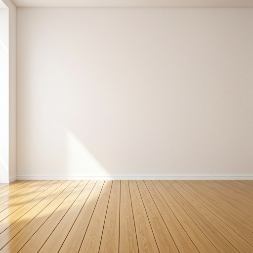 A completely empty, modern room with gleaming hardwood floors.